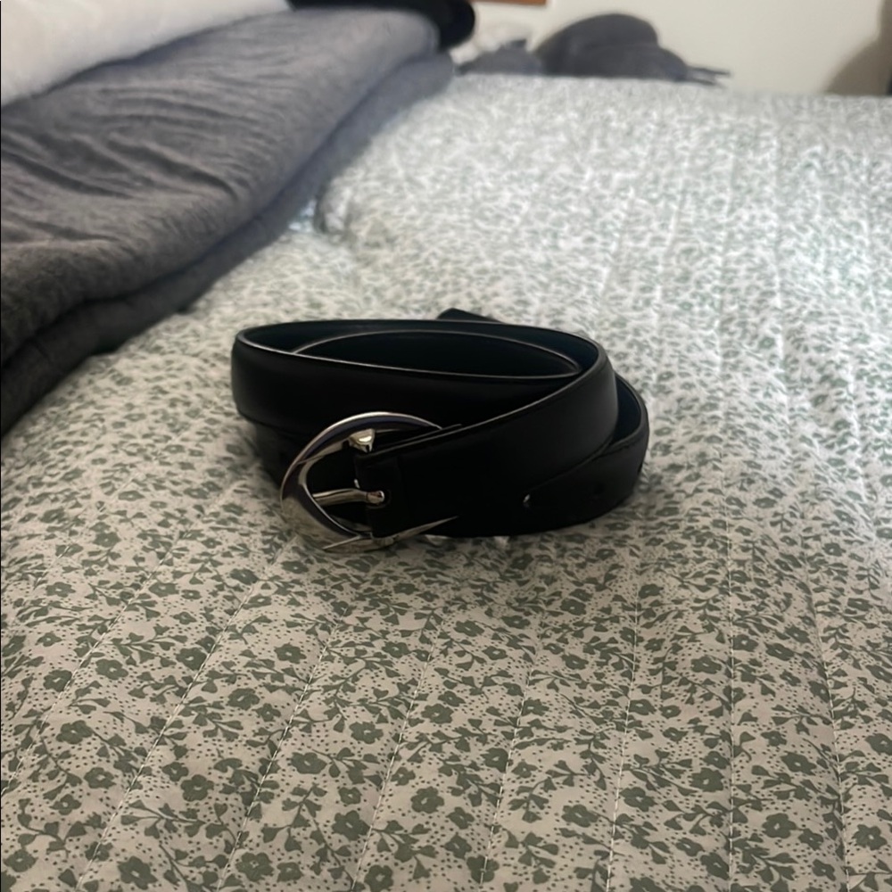 NWT Princess Polly Black Leather Belt with Silver Buckle